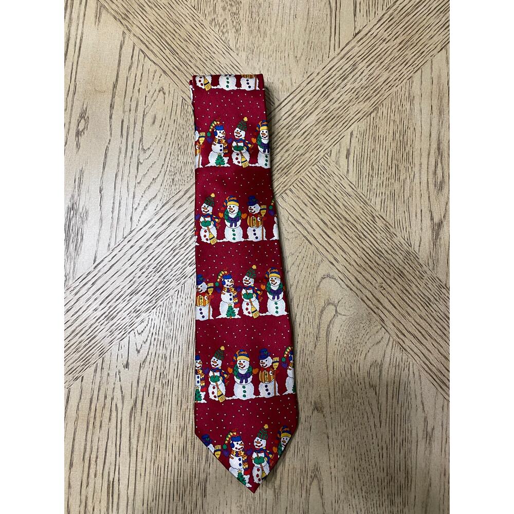 American Traditions Silk Snowmen Tie Red